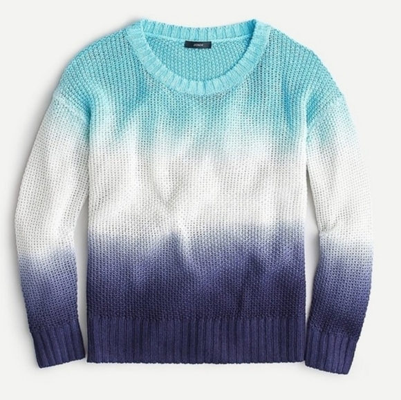 J. Crew Ombré Blue Dip-dyed Linen Beach Sweater 3X - Picture 1 of 5